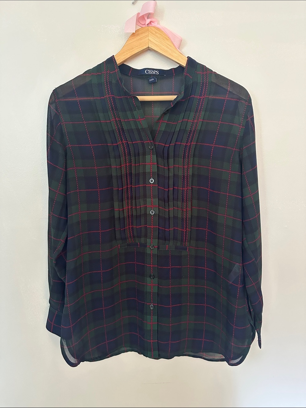 Chaps Plaid Button-Up Blouse